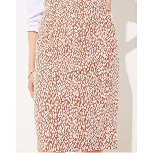 Loft Leopard Print Midi Pencil Skirt Cotton/Polyester Blend Size Medium